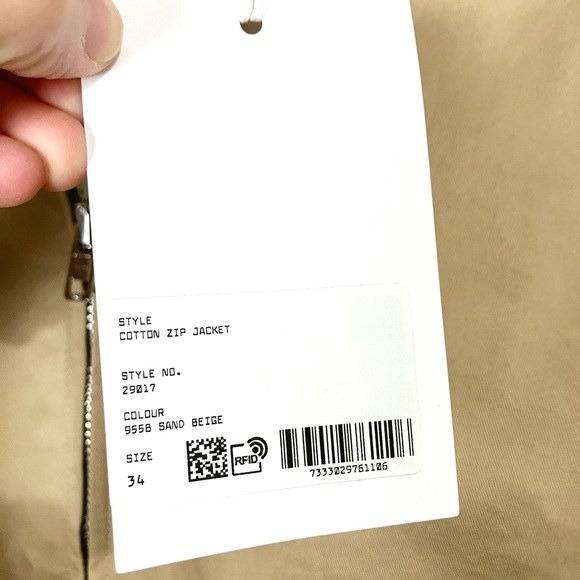 NWT Filippa K Cotton Zip Jacket Beige Minimalist Neutral Utility EU 34 US 2 - Picture 4 of 9